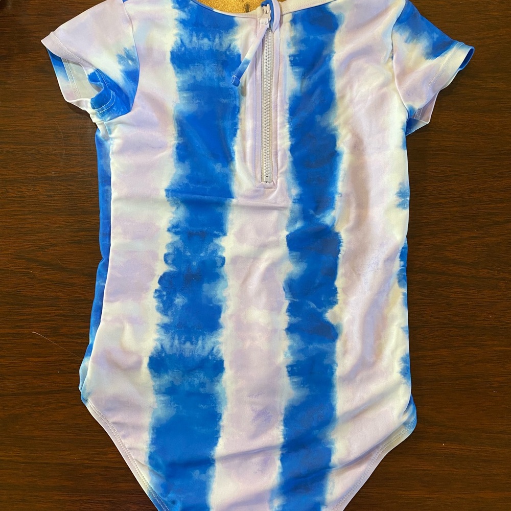 Blue and White Tie-Dye Kids One Piece